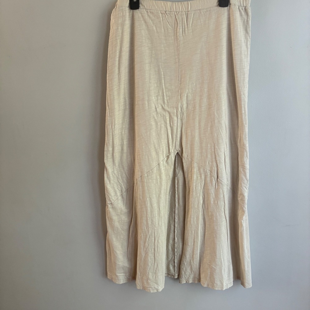 Indigenous Maxi Skirt Large Tan Organic Cotton Fair Trade Slub Knit‎ Granola